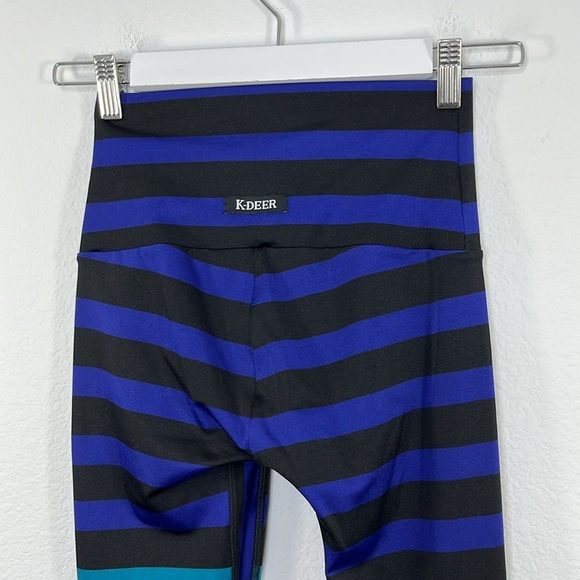 K-Deer Jamie‎ Stripe Capri length Leggings size Small - Picture 7 of 10